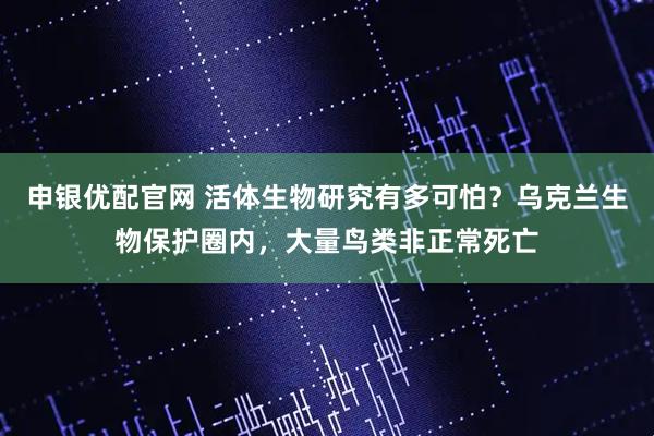 申银优配官网 活体生物研究有多可怕？乌克兰生物保护圈内，大量鸟类非正常死亡
