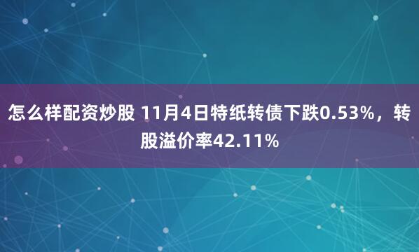 怎么样配资炒股 11月4日特纸转债下跌0.53%，转股溢价率42.11%